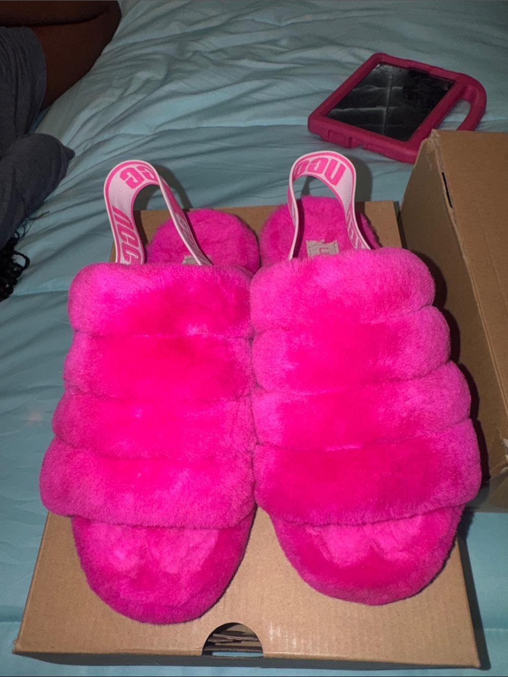 UGG Women's Fluff Slide Slingback in Bright Pink